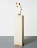 Stephan Balkenhol, Column Figure IV (Monk), 2004, painted wawa wood