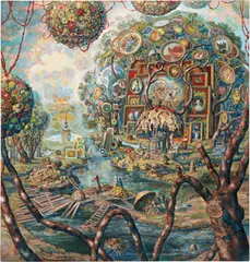 Julie Heffernan, Self Portrait Setting Up Camp, 2010, oil on canvas