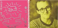 Untitled by Keith Haring, 1983, felt-tip pen on inside cover of exhibition catalogue produced by Tony Shafrazi, 1982, sold May 2013
