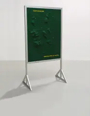 Gabriel Kuri, Tablero V, 1999, plastic board with felt and plastic lettering, with aluminum stand