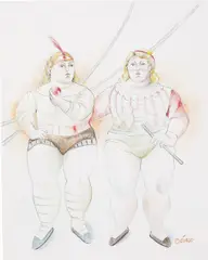 Fernando Botero, Circus People, 2008, pastel and pencil on paper