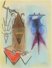 Wifredo Lam, Untitled, 1970, pastel and charcoal on paper