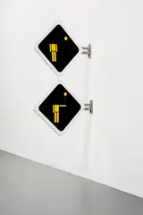 Rodolfo Peraza, Two Works: i) Untitled (from the series PS- Proyecto); ii) Untitled (from the series Circuito Cerrado), 2006, vinyl on metal