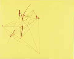 Sterling Ruby, (MAPPING) JORDACHE NAIL POLISH, 2005, nail polish and black marker on card