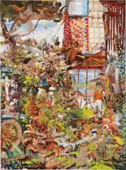 What's Yours is Mine by Ali Banisadr, 2008, oil on linen, sold Sep 2013