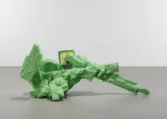 Rachel Harrison, Untitled from Posh Floored as Ali G Tackles Becks, 2003, wood, stucco, acrylic, pantyhose