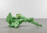 Rachel Harrison, Untitled from Posh Floored as Ali G Tackles Becks, 2003, wood, stucco, acrylic, pantyhose