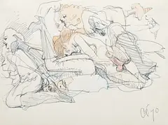 Untitled (Erotic Fantasy) by Claes Oldenburg, 1970, ink and colored pencil on paper, sold Sep 2013