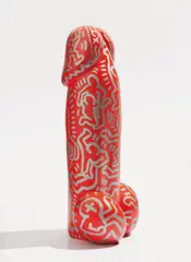 Keith Haring, Untitled, 1985, plaster phallus sculpture with paint and ink