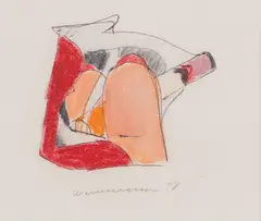 Study for Smoker #27 by Tom Wesselmann, 1978, ball-point pen, colored pencil on tracing paper, offered Sep 2013
