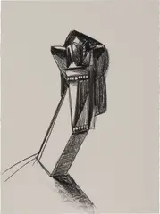 Angular Head Sculpture with Turning Smile by George Condo, 2005, conté crayon on paper, sold Sep 2013