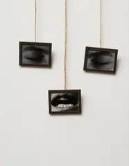 Annette Messager, Mes vœux (Avec ton visage), 1989, chromogenic prints, tape and thread, in 3 parts