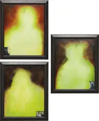 Stephen G. Rhodes, Empty Portrait, 2006, oil, acrylic, photo collage on canvas, in 3 parts