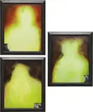 Stephen G. Rhodes, Empty Portrait, 2006, oil, acrylic, photo collage on canvas, in 3 parts