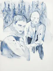 Untitled (Heavy Scarves) by Hernan Bas, 2001, water based oil on vellum, offered Sep 2013