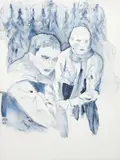 Hernan Bas, Untitled (Heavy Scarves), 2001, water based oil on vellum