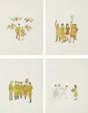 Four works: Untitled by Marcel Dzama, 2002, each ink and watercolor on paper, sold Sep 2013