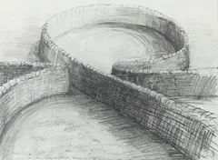 Andy Goldsworthy, Proposed Wall Division Sheep Sculpture, Stonewood, 1988, graphite on paper