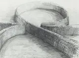 Andy Goldsworthy, Proposed Wall Division Sheep Sculpture, Stonewood, 1988, graphite on paper