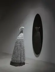 Justen Ladda, Two works: (i) Dress, 2001; (ii) Untitled, 2004, (i) Swarovski crystals on painted steel wire frame; (ii) pigment and lacquer on wood