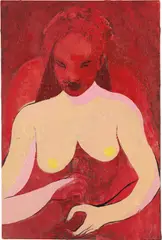 Rita Ackermann, Fight to Death, 2002, oil and dirt on canvas