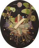 Ivan Morley, Tehachepi (sic), 2003, oil, batik, thread, acrylic on cotton
