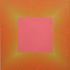 Light Magenta Square by Richard Anuszkiewicz, 1981, acrylic on canvas, sold Sep 2013