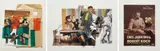John Bock, Three Works: (i) Untitled, 2001; (ii) Untitled (230304.1); (iii) Untitled (240304.2), 2004, (i) collage and drawing on paper; (ii), (iii) collage and found materials on paper