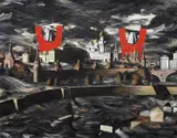Igor Novikov, Red Traveller, 1991, oil on canvas