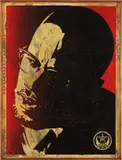Malcolm X by Shepard Fairey, 2006, acrylic, silkscreen on paper, mounted on wood, in artist's wood frame, sold Sep 2013