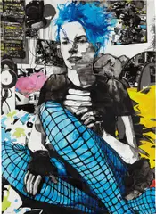 Zak Smith, V in the Corner with a Stuffed Rabbit, 2002, acrylic and ink on plastic coated paper