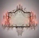 David Hammons, Untitled, 2000, crystal, brass, frosted glass, light fixtures, hardware and steel