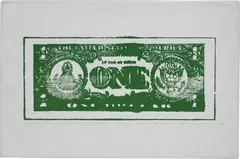 One Dollar Bill (Back) by Andy Warhol, 1962, silkscreen ink on linen, sold Nov 2013