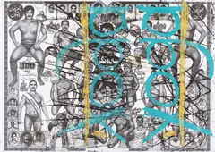 Untitled by Oscar Murillo, 2012, acrylic, oil stick, Xerox on paper, sold Nov 2013