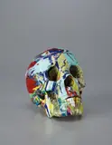 Damien Hirst, Happy Head, 2007, gloss household paint on resin skull with metal hardware