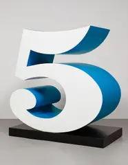 Robert Indiana, Five from the series Numbers One through Zero, 1980-2001, polychrome aluminum on steel base