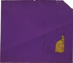 Seated Cat by Andy Warhol, circa 1956, gold leaf and ink on colored graphic art paper, sold Nov 2013