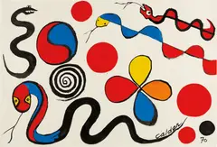 Snakes Puzzles by Alexander Calder, 1970, gouache and ink on paper, sold Nov 2013