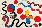 Snakes Puzzles by Alexander Calder, 1970, gouache and ink on paper, sold Nov 2013