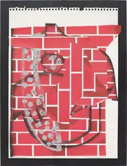Aaron Curry, Untitled (Bricklayer), 2008, acrylic, gouache, collage