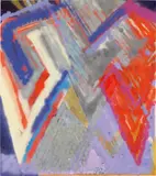 Keltie Ferris, Fangs Out, 2009, oil, acrylic, oil pastel and spray paint on canvas