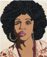 SIX FOOTA (portrait series) by Mickalene Thomas, 2007, rhinestones, acrylic, enamel on wood, sold Nov 2013