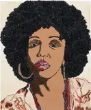 Mickalene Thomas, SIX FOOTA (portrait series), 2007, rhinestones, acrylic, enamel on wood