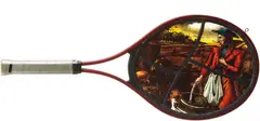 Wim Delvoye, Browning Rainbow Jr., 1989, stained glass, lead, tennis racket, racket case