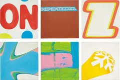 Untitled by Michel Majerus, 2001, acrylic and pencil on canvas, in 6 parts, sold Nov 2013