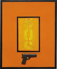 SOS by Rubens Gerchman, 1968, oil and plastic collage on wood panel, offered Nov 2013