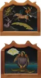 Esterio Segura Mora, Two works: (i) Voló una vez la Tierra; (ii) La divina salvación, 1994, oil on panel, in artist's wood frame