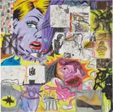 Pedro Vizcaíno, The Sentimental History of Cuban Art, 1993, mixed media, oil, fabric and paper collage on canvas