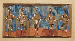 Cundo Bermúdez, Cinco músicos en el teatro, 1956, gouache on paper