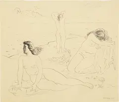 Untitled (Three Figures) by Mario Carreño Morales, 1940, ink on paper, offered Nov 2013